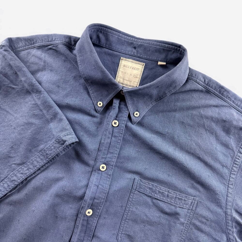 Billy Reid Tuscumbia Shirt Mens XXL Blue Short Sleeve Button Down Standard Fit